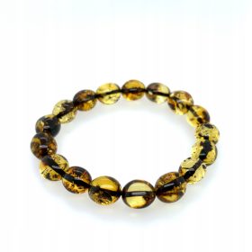    Bracciale AMBRA su elastico, PELLICOLA di ambra baltica verde, naturale