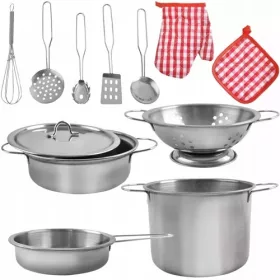    Pentole per Bambini Accessori Cucina Set Pentole in Metallo Padella Grande
