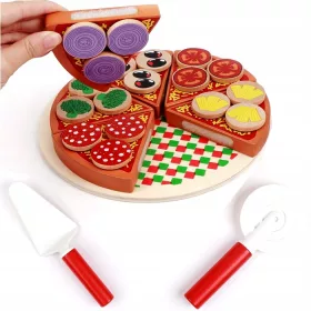    Pizza in Legno per Affettare con Coltello Accessori in Velcro