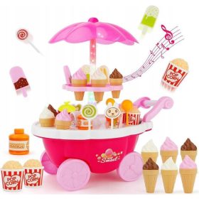    CARRELLO NEGOZIO GELATERIA PASTICCERIA SUONO LED 39 ELEMENTI PER BAMBINI