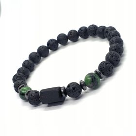  BRACCIALE DA UOMO Pietre Tormalina Zoisite Lava Vulcanica