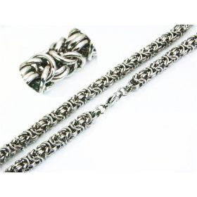    Catena da uomo in acciaio chirurgico, trama reale, colore argento denso, 60 cm