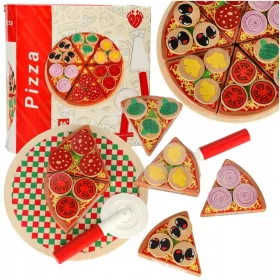    SET GIOCO IN LEGNO PER BAMBINI PIZZA CON ACCESSORI 20cm CON COLTELLO IN VELCRO