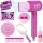  SET PARRUCCHIERE CON ASCIUGACAPELLI A BATTERIA, SOFFIANTE, ACCESSORI 8 ELEMENTI.