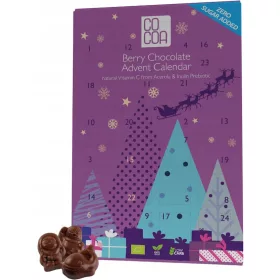    CALENDARIO DELL'AVVENTO CON CIOCCOLATO AL LATTE, MIRTILLO, CACAO VITAMINA C SENZA ZUCCHERO