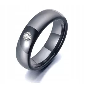  ANELLO IN CERAMICA CON ZIRCONI - NERO - 18/18.1 mm.