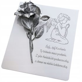   Znicz z Wieczną Różą i Grawerem na Postumencie - Idealny na Cmentarz