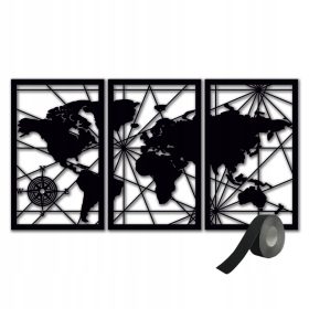   Quadro 3D Intagliato a Laser - Mappa del Mondo in Stile Moderno