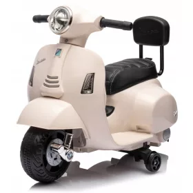    Scooter Vespa cavalcabile a batteria per bambini con schienale bianco
