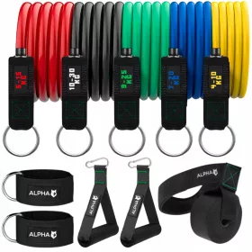    SET DI 5 GUIDE DI RESISTENZA PER ESERCIZI FASCE FITNESS EXPANDER ALPHA