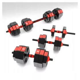    Manubri regolabili, palestra in casa, dischi + barre + morsetti, 30 kg