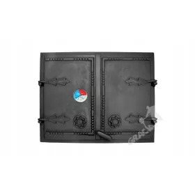   PORTA B02 - 44X55 CM + TERMOMETRO 0-250°C ghisa per forno affumicatoio pane