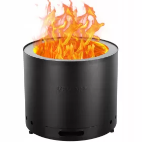    VEVOR Braciere 490x390MM Senza Fumo in Legno Nero Rotondo Peso 11,13KG