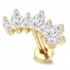    ORECCHINO LABRET IN ORO E TITANIO ORECCHINO ELICA CON 7 ZIRCONI 1.2/8