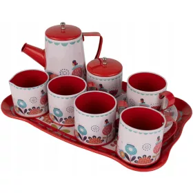  SERVIZIO DA TÈ IN METALLO CON FIORI PER BAMBINI