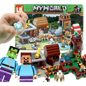    Minecraft BLOCCHI GRANDE BASE VILLAGGIO FATTORIA 7 FIGURE fino a 776 pezzi + LED