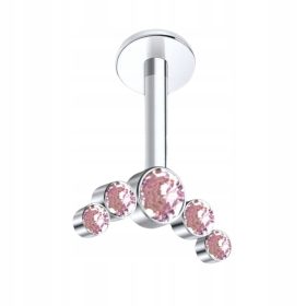    PIERCING Orecchino a grappolo con zirconi rosa Vertical Helix TITANIUM 1.2/6
