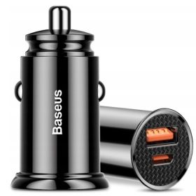    BASEUS POTENTE CARICABATTERIE DA AUTO VELOCE USB USB-C TYPE-C PD 30W QC 3.0 5A