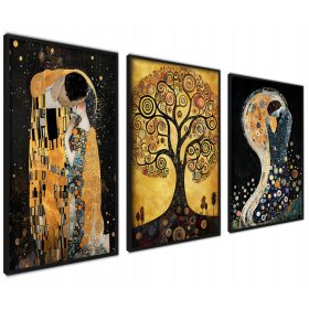   Set di 3 Poster con Cornici Nere o in Legno - Stile Minimalista e Moderno