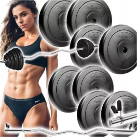    BARILE PER ALLENAMENTO IN PALESTRA, SET PESI CON BARRA FRANGIBILE, 45KG