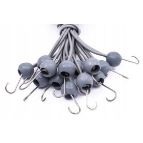   Gomma Tenditore con Pallina e Gancio 20 Pezzi (Grigio 200 mm) per Tende, Teloni e Poster