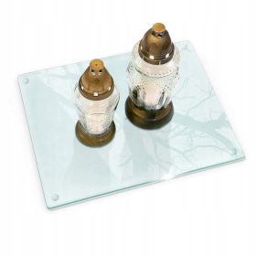   Base in Vetro Trasparente Rettagolare per Candele e Addobbi Cimiteriali