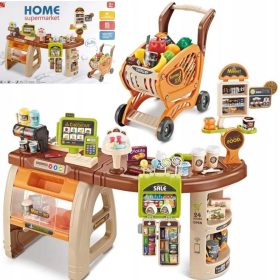    GRANDE SUPERMERCATO 65 articoli Carrello Registratore di cassa Scanner Suoni Luci