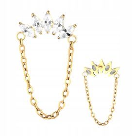    Orecchino labret PIERCING con catenella e 5 zirconi Helix Titanium 1.2/8.