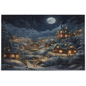  Puzzle in legno con paesaggio natalizio da 1000 pezzi