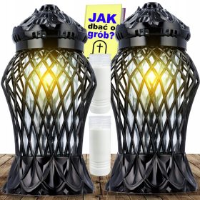   Znicze eleganckie z wkładami parafinowymi, zestaw 2 sztuki, idealne na Wszystkich Świętych