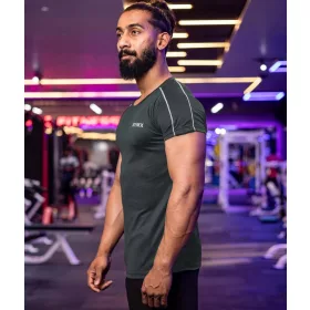  T-SHIRT ACTIVE CHECKS GYMX, colore Grigio Scuro, taglia L