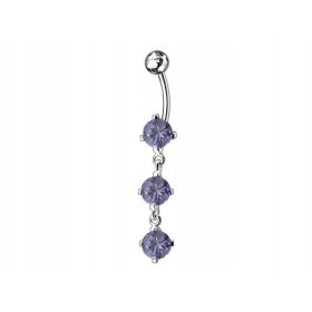    Anello per ombelico in argento 925, lavanda pendente con piercing in zirconi da 2,80 g