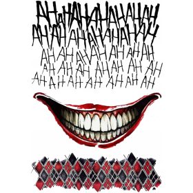    Tatuaggio lavabile JOKER bocca clown horror Hahaha DC SET formato A4