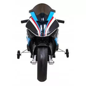    Motocicletta a batteria per bambini BMW HP4 Blu + Ruote ausiliarie + Omaggio