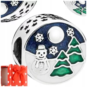    Charms con perline pendenti PUPAZZO DI NEVE s925 NATALE in regalo + SCATOLA OMAGGIO