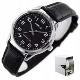    Orologio Casio APOLLO da uomo, pelle, numeri neri, INCISIONE classica