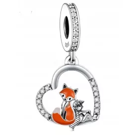  MD charms ciondolo cuore volpe volpe pietre S925
