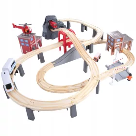   BINARI FERROVIARI IN LEGNO A BATTERIA SET CARROZZINE PER BAMBINI XL 4,8 M