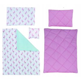    Collezione Bobi - Biancheria da letto per bambole - Fenicotteri - federe e inserti - 5 pezzi