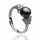  ANELLO IN ARGENTO CON PERLA NERA E ZIRCONI