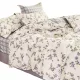 Set Lenzuola in Cotone Bicolore con Motivo Floreale 160x200