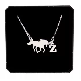    Catena in argento COLLANA CON CAVALLO + LETTERA AM A SCELTA IN 925