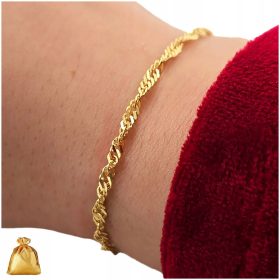    BELLISSIMO BRACCIALE DA DONNA IN ORO SINGAPORE 2.5 mm REGOLABILE ARGENTO 925 20 cm