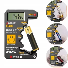    TESTER BATTERIA A PULSANTE 9V NDC AA AAA UNIVERSALE con DISPLAY LCD