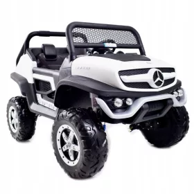    MERCEDES BENZ UNIMOG 4X4,12V14AH, AMMORTIZZATORI, RUOTE MORBIDE, SEDILI MORBIDI