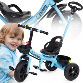    CARRELLO A TRE RUOTE PER BAMBINI CON SPINTORE E CINTURA DI SICUREZZA