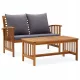 Set Arredo Giardino Vintage in Legno di Acacia 102x50x43cm, Grigio Scuro