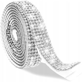    THERMO TAPE 1 mt, decorativo con zirconi, strass, perle 2 cm