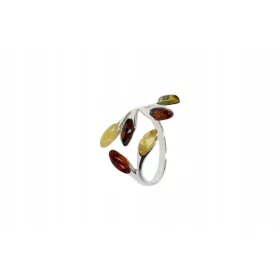  Anello multicolor in argento e ambra