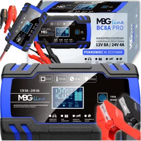    Potente raddrizzatore intelligente caricabatteria LCD 24V 12V 8A AUTOMATICO